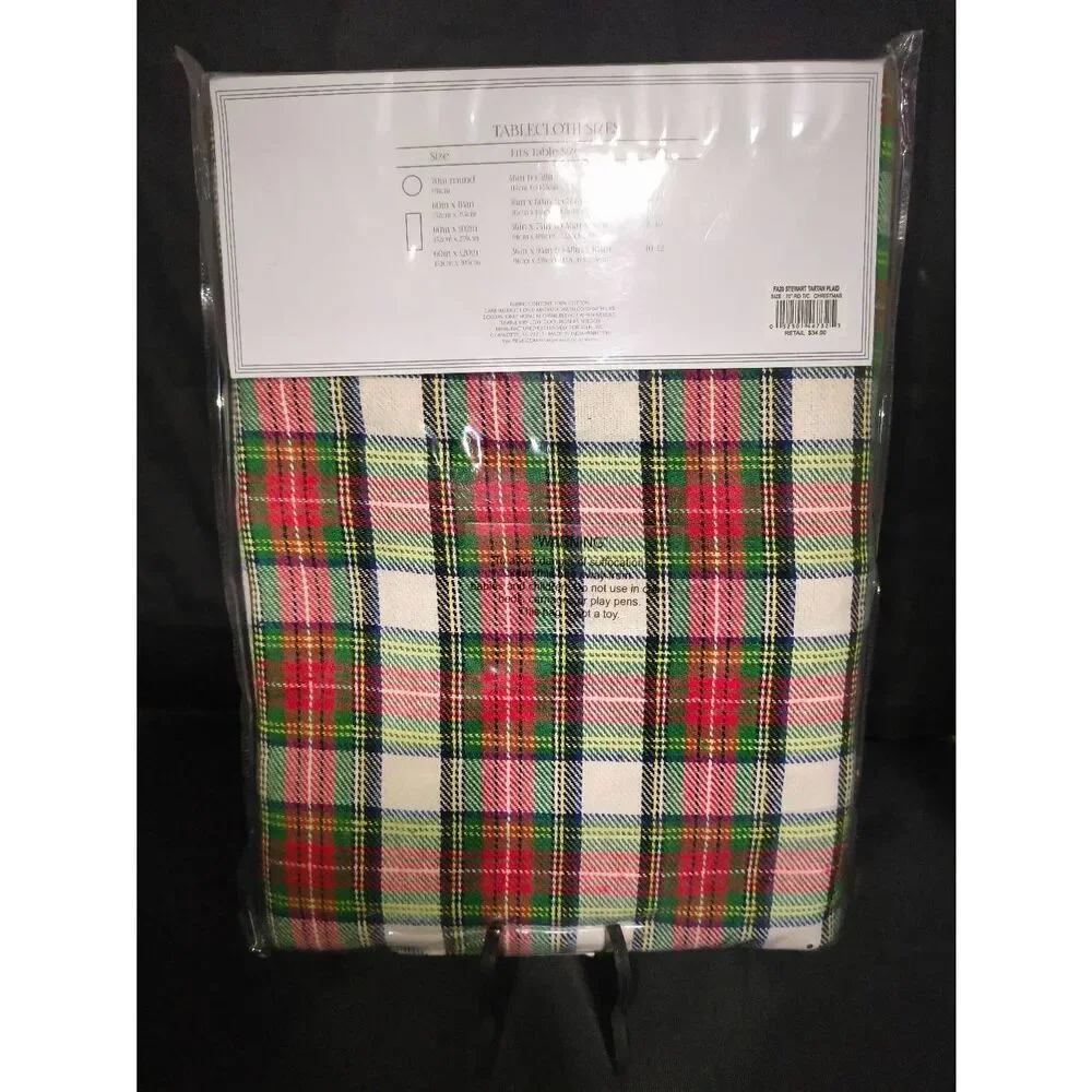 Stewart Tartan Plaid Tablecloth Round 70” NIP CHRISTMAS Red (178 CM) Modern Sout